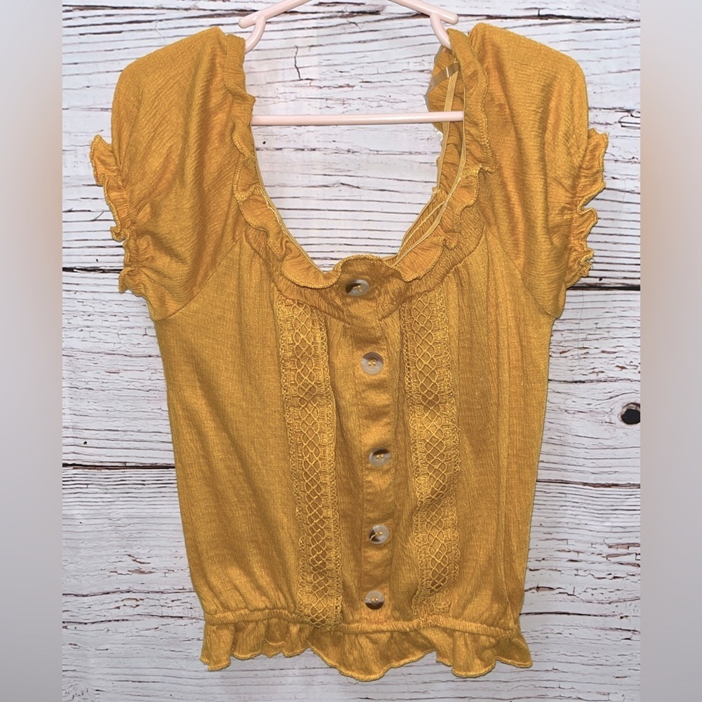Tahari Girls Mustard Yellow Off The Shoulder Blouse